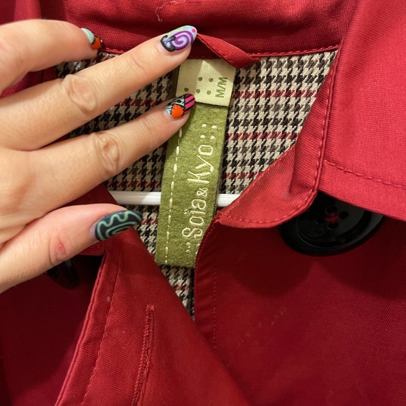 Soia & Kyo Red Trenchcoat size M - Picture 3 of 6